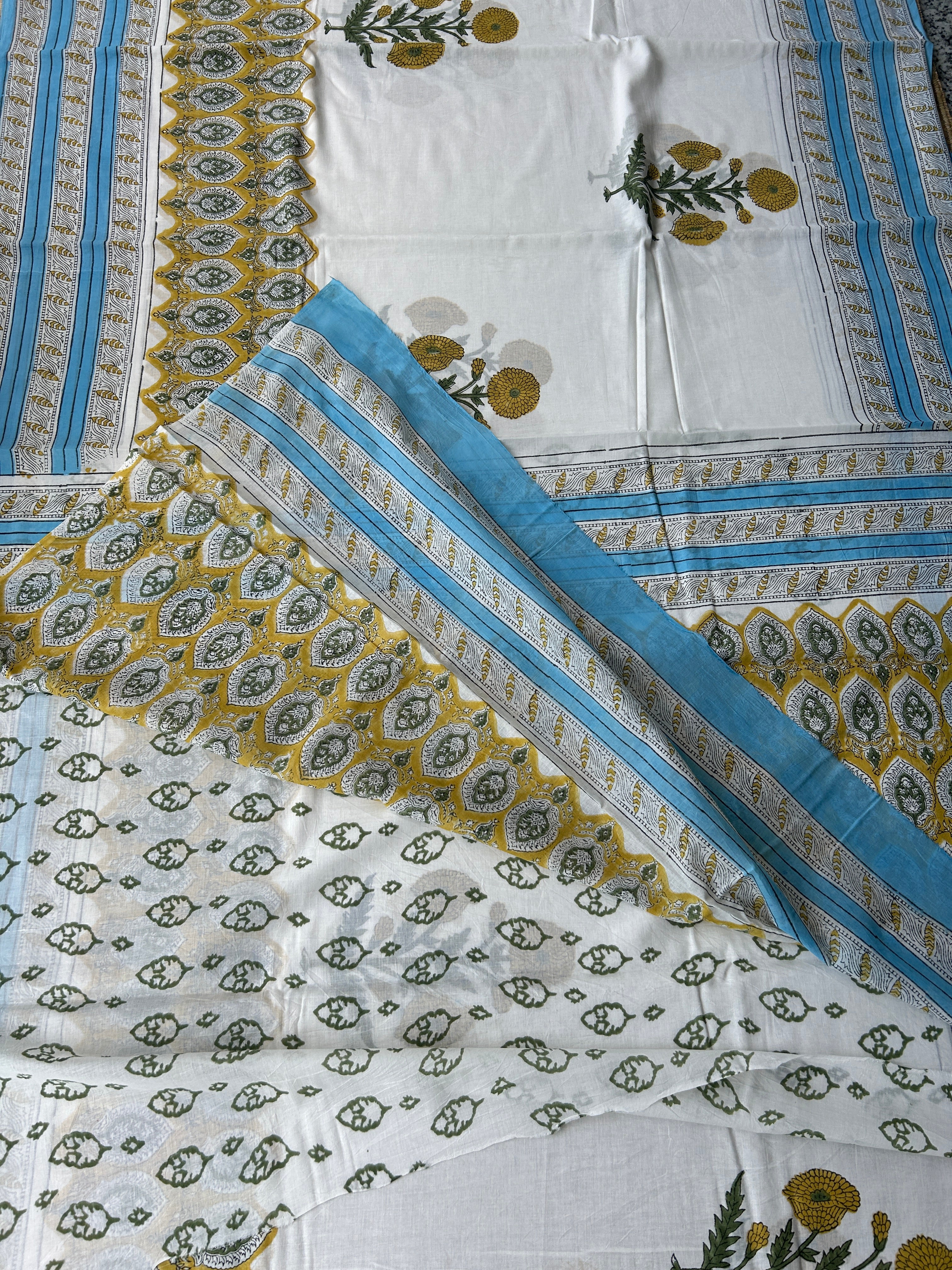 Block Printed Mul cotton saree