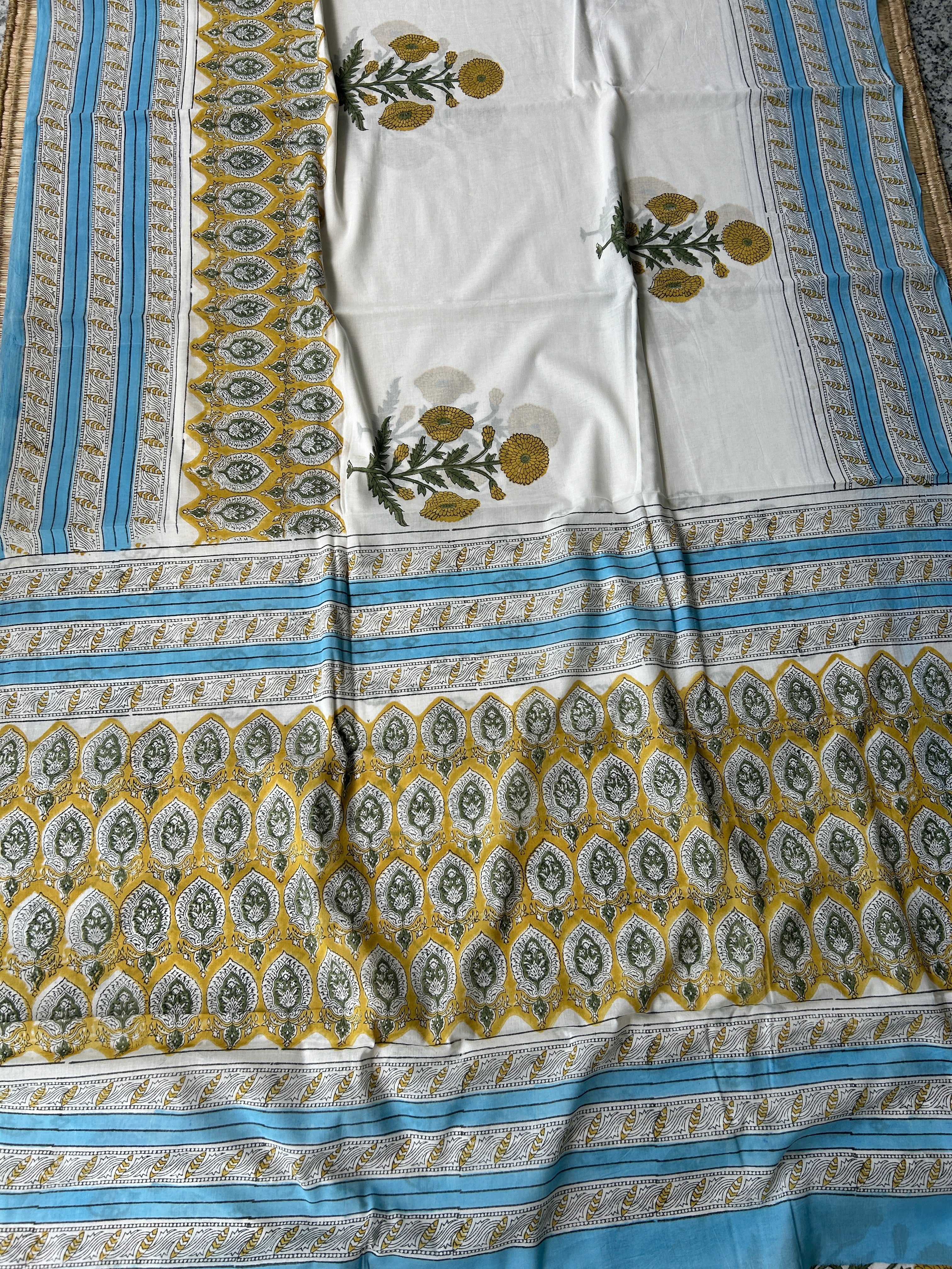 Block Printed Mul cotton saree