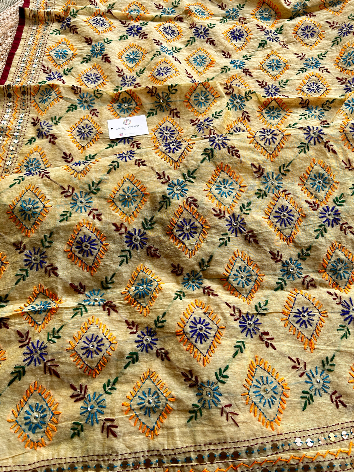 Kantha Stiched Chanderi Silk Dupatta